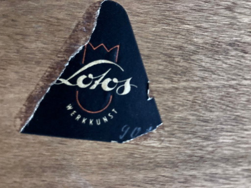 Tavolino minimalista in metallo teak design Eduard Ludwig Lotos Werkkunst