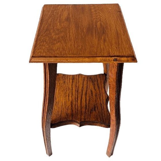 Image 1 of Antique Art Nouveau medium-height vintage plant table solid oak 1920s