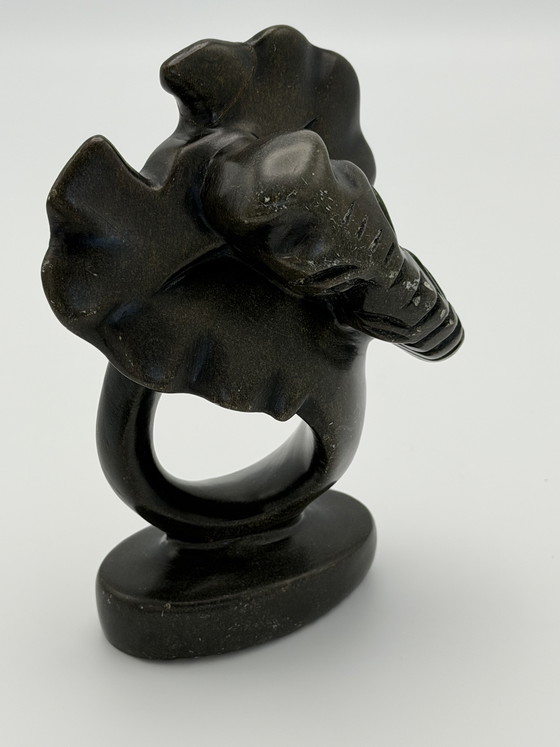 Image 1 of Éléphant en stéatite vintage – sculpté à la main – Statue africaine