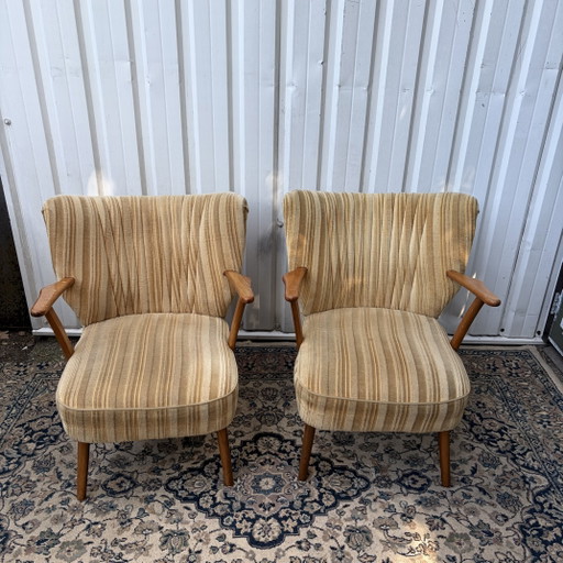 Midcentury Cocktail Armchairs – fauteuils, Textile, Wood