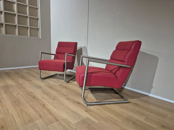 Image 1 of 2x Xooon Luzern - Poltrone - Rosso - Tessuto - Pelle