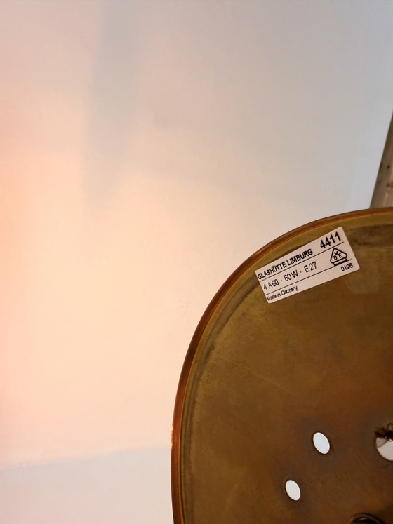 Image 1 of 2x XXL-Globus aus Messing und Rauchglas, Glashütte Limburg '70