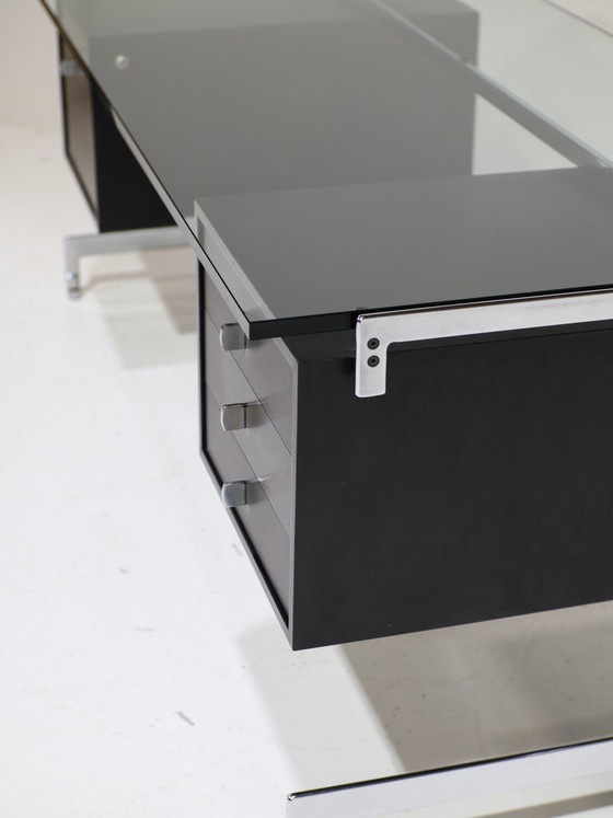 Image 1 of Preben Fabricius and Jørgen Kastholm desk black chrome glass 1960s