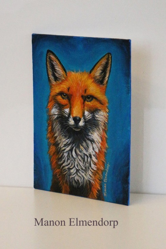 Image 1 of Einzigartiges, handgemaltes kleines Fuchsbild, 18 x 13 cm