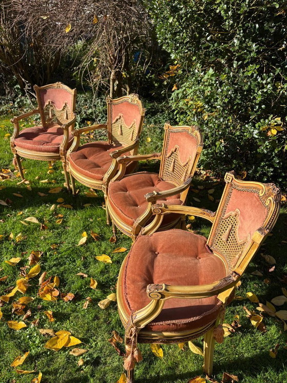 Image 1 of French writing desk with 4 chairs. Beautiful and decorative.