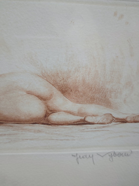 Nu allongé gravure sanguine – Lithographies et sérigraphies, Glass, Paper (photo 4 of 15)