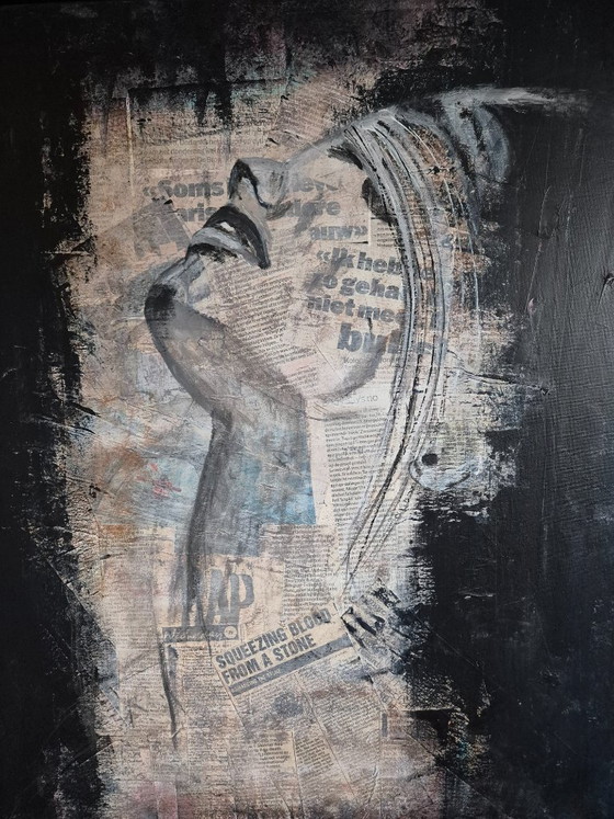 Ritratto Astratto Tecnica Mista – Dipinti e disegni, Paper, Wood (photo 3 of 8)