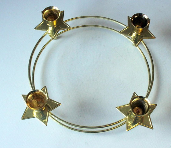 Brass Advent Wreath Candle Holder, Metal, Gold (photo 5 of 7)