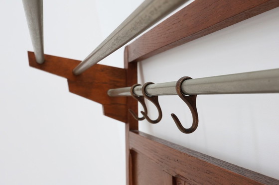 Image 1 of Art Deco Eiche geschnitzt Wandgarderobe mit Spiegel, Frankreich 1920er Jahre