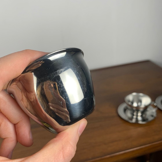 Image 1 of Set di 6 tazzine da caffè italiane vintage in acciaio inossidabile, 1970 (Motta + NPB)