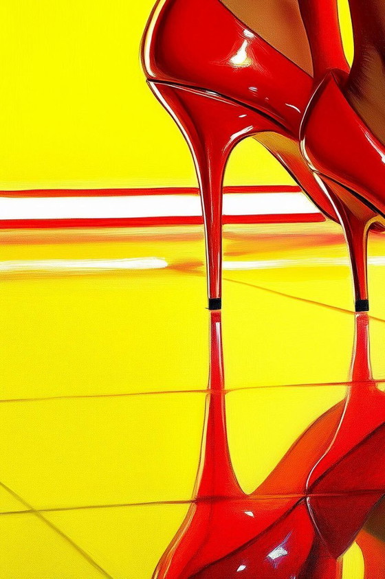 Léa Ottavi - Striking Red Elegance - Digital Artist Painting on Canvas – Paintings & Drawings (photo 3 of 15)