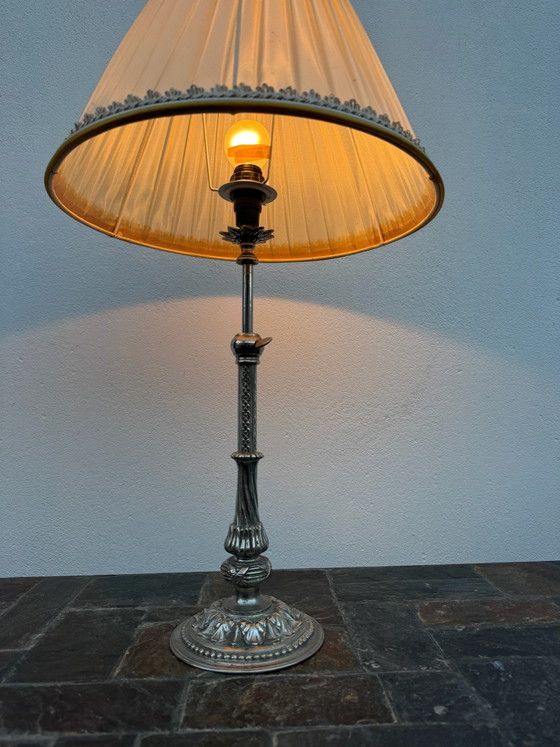 Lampada a cremagliera in metallo argentato anni '60, Lampade da tavolo (foto 5 di 15)