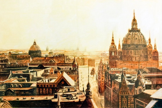 Image 1 of Berlin Cathedral. Berlin Cathedral. Germany drawing. Berlin cityscape.