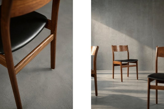 Image 1 of Sedie da pranzo scandinave in stile Mid-Century Modern, in teak e vinile, anni '60, set da 4