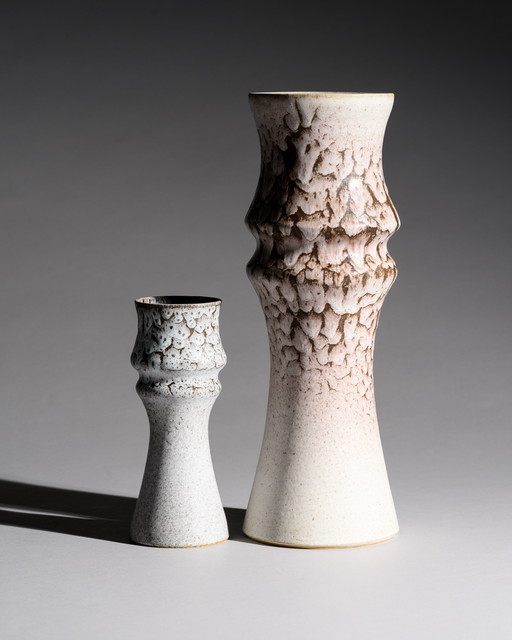 Albert Kiessling (KLW) Langenhessen Studio Vase Duo GDR East German Pottery