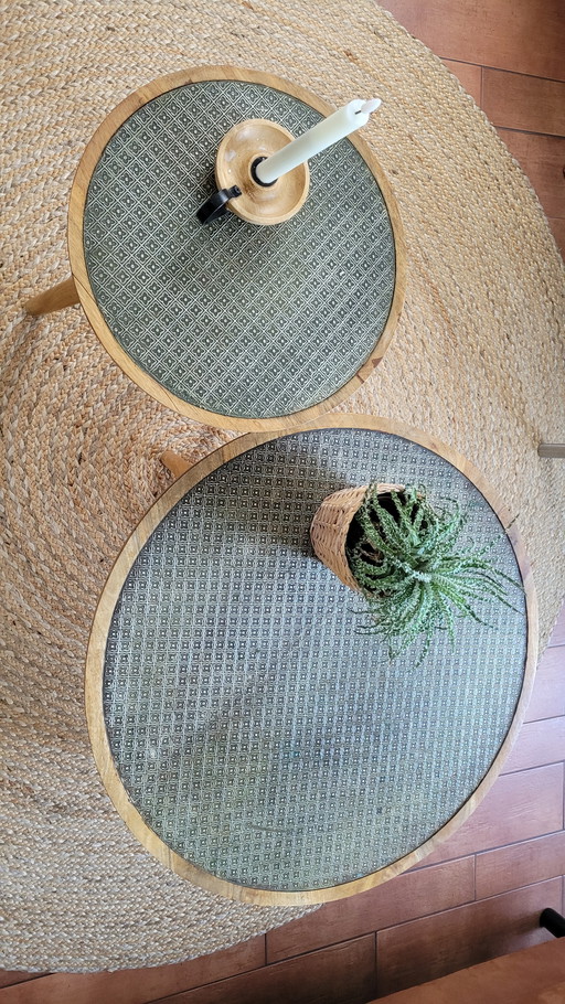 2 beautiful coffee tables wood metal vintage look