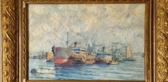 Image 1 of Dutch Harbor View, dipinto antico firmato