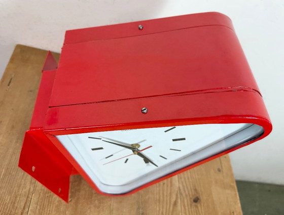 Image 1 of Horloge murale double face Seiko Ships rouge vintage, années 1970