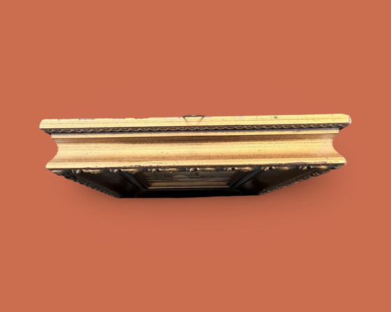 Image 1 of Vintage Oud-Hollands winterlandschap in monumentale goudlijst - Olieverf op hardboard