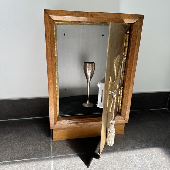 Image 1 of Authentic Consecration Safe / Tabernacle Cabinet in Solid Wood with Gilded Cross – With Key (Mid-20th Century)