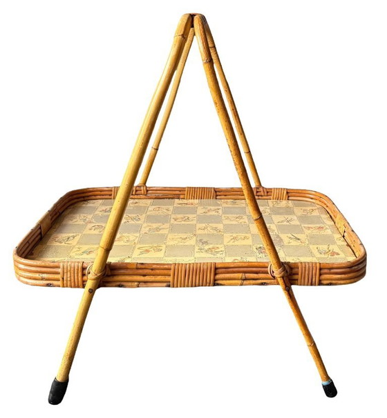 Image 1 of Vintage rattan tray with fixed legs