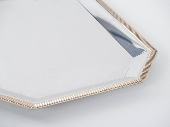 Image 1 of Bandeja de acero inoxidable, diseño italiano, década de 1970, fabricada en Italia.