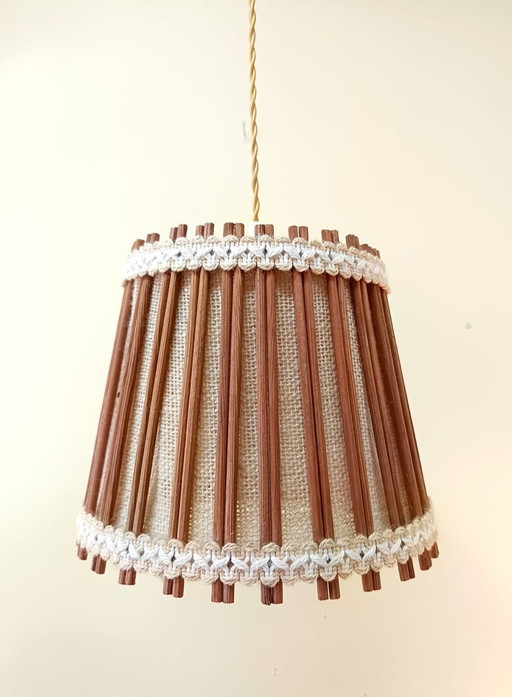 Scandinavische hanglamp van rotan en jute, 1970