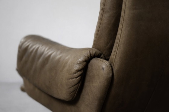 Image 1 of Vintage Mid-Century German Modern Brown Leather Lounge Swivel Chair from Musterring, 1960s