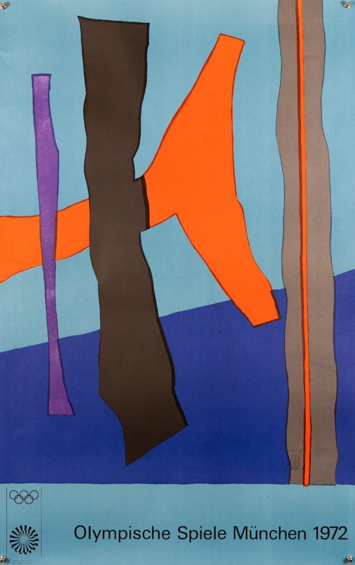 Olympia 1972 – Original Vintage Olympia Poster von Fritz Winter – Mid-Century Modern – 102x64 cm