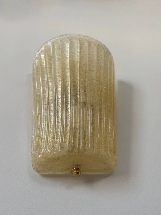 Image 1 of Coppia di applique da parete vintage in vetro di Murano stampato e pressato, Italia, 1980