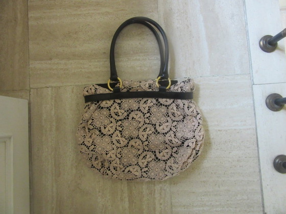 Image 1 of Gehaakte & leren tas / shopper APPARTAMENTO 50 (Marisa Maglif) Italië, vintage design