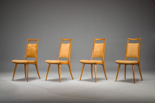 Sedie da pranzo Mid-Century Modern attribuite a Ernst Martin Dettinger per Lucas Schnaidt, anni &#39;50, set di 4