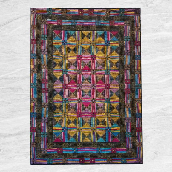 Image 1 of Magnifique tapis géométrique italien en laine des années 1980, signé Missoni pour T&J Vestor