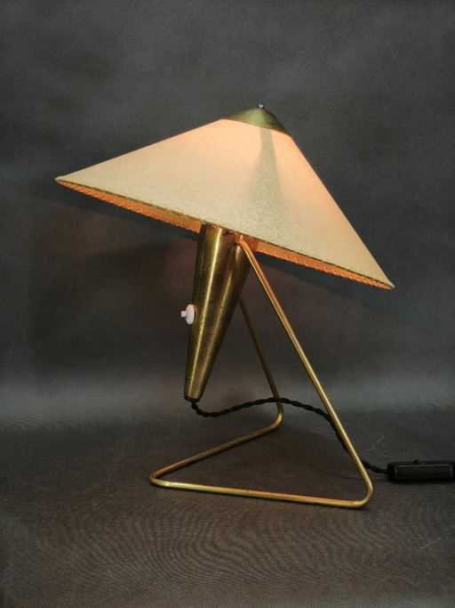 1960s Brass Table Lamp by Helena Frantová, Czechoslovakia – tafellampen, Metal, Paper (photo 2 of 10)