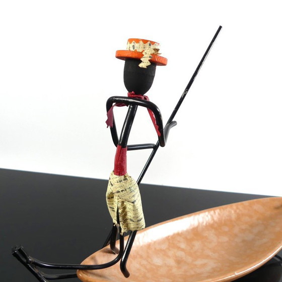 Image 1 of Vintage art deco metalen gondelierfiguur, Italië, jaren 1950