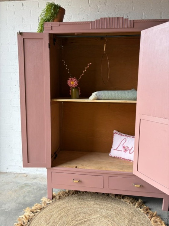 Antique vintage Art Deco wardrobe with mirror, restyled – Wood (photo 10 of 19)
