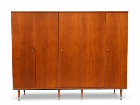 Image 1 of 5-Deurs Teak Kledingkast met Hanggedeelte en Legplanken