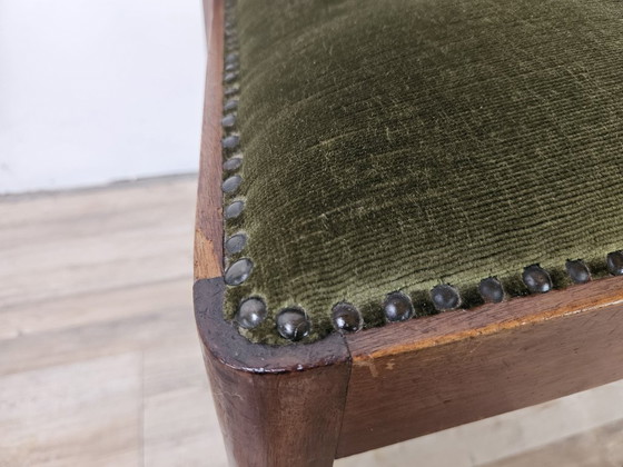 Art Deco eetkamerstoelen van walnoothout en stof, 1940 – Wood, Klassiek (photo 9 of 13)