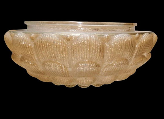 Image 1 of Original Murano ceiling lamp - flower glass with gold dust, 1960s