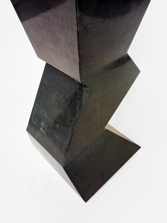 Decoratieve zuil bijzettafel "Zigzag" – Metal, Vintage (photo 9 of 13)