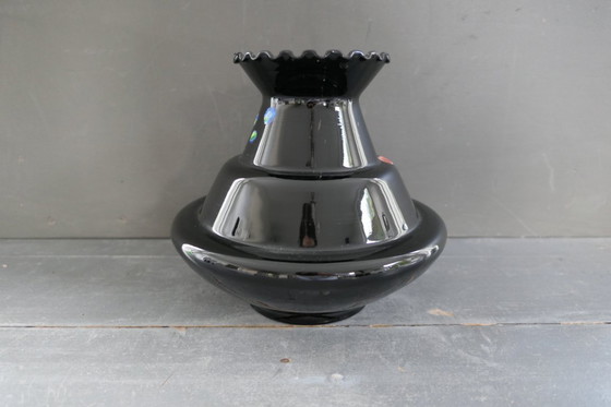 Image 1 of Art Deco Booms jarrón de cristal negro