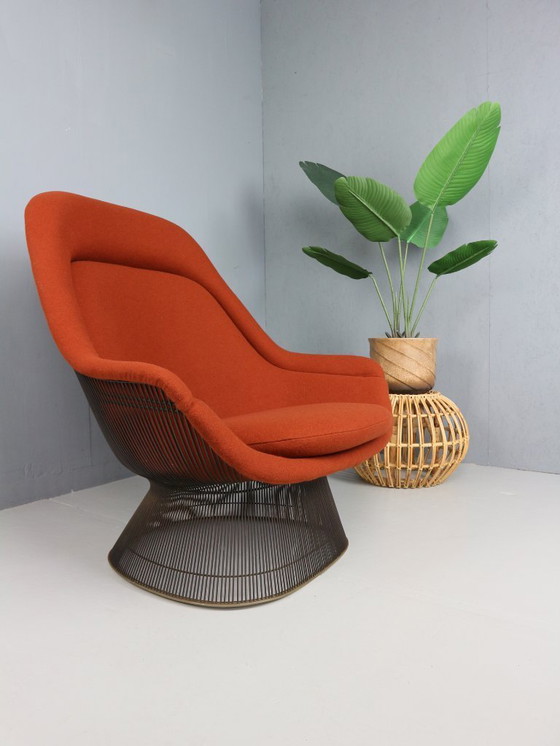 Image 1 of Early bronze lounge chair by Warren Platner for Knoll 1960s in rust red