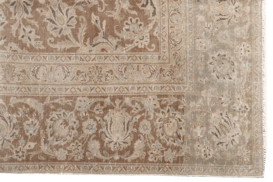 Image 1 of Vintage Ziegler Tabriz rug, brown and blue, 400 x 276 cm, for living room and dining room.