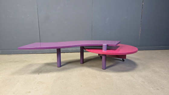 Image 1 of Mesa de centro giratoria Maurizio Salvato de madera de nogal para Saporiti Italia, años 80