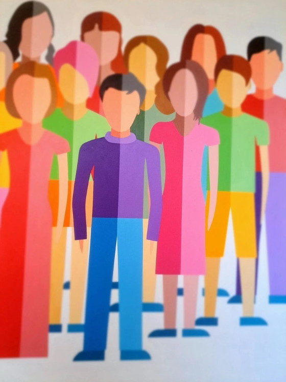 Image 1 of Colorful Modern Figurative Painting | 86 x 114 cm | Acrylic on MDF