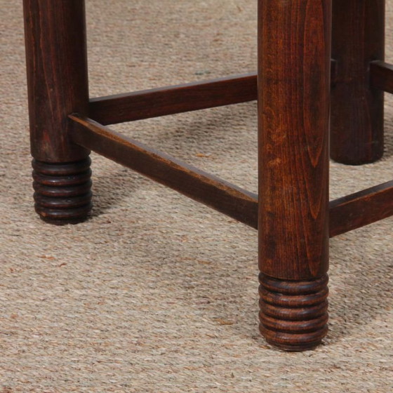 Image 1 of Set of 4 solid wood straw-seated chairs, French craftsmanship, 1950