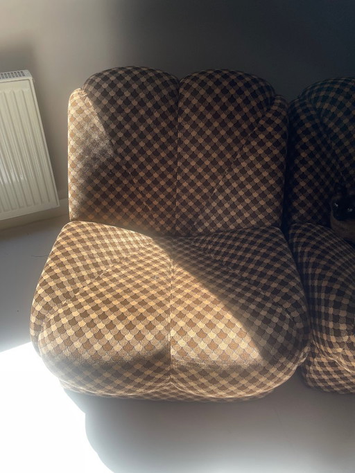 Italiaanse modulaire sofa /3 stuks  uit de jaren 70 met blokjesprint