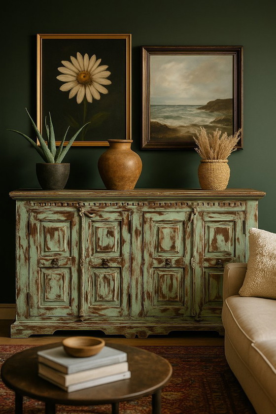 Image 1 of Credenza unica in stile Ibiza/India, trattata con le intemperie