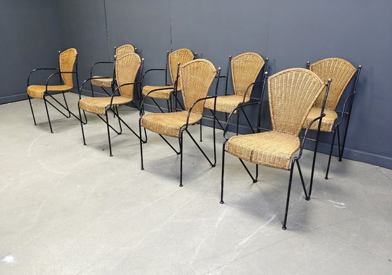 Image 1 of Korbstühle von Frederick Weinberg, 1960er Jahre, 8er-Set