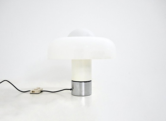 Lampe Brumbury de Luigi Massoni pour Harvey Guzzini, années 1970, Plastique, Chrome, Blanc, Space Age (photo 10 sur 13)